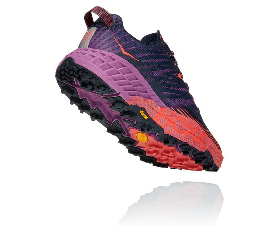 Hoka One One Womens Trail Shoes - Speedgoat 4 - Navy - KJXW16703